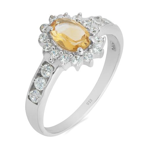 BUY 925 SILVER NATURAL CITRINE GEMSTONE HALO RING